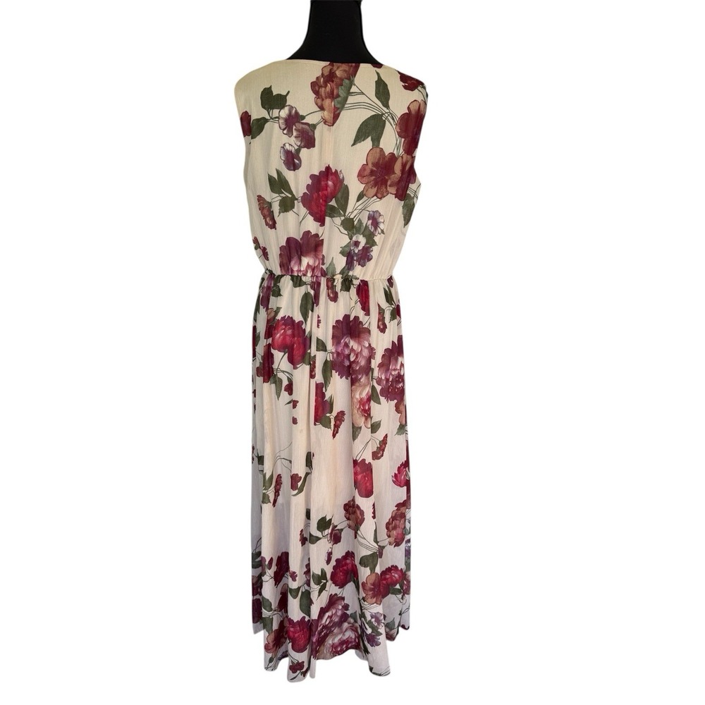 Floral Sheer Metallic Weave Rhinestone Waist Sz 8 Romantic Tea Length Dress - Picture 4 of 9